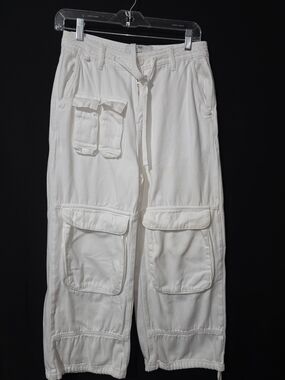 House of Sunny White High-Rise Cargo Pants